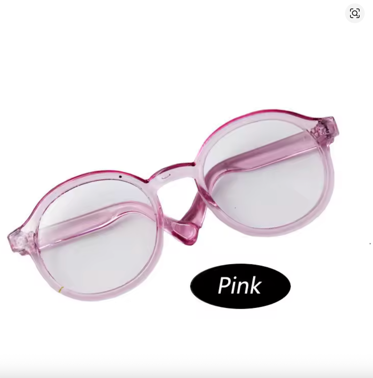 Pink round sunglasses on a white background with 'Pink' label.