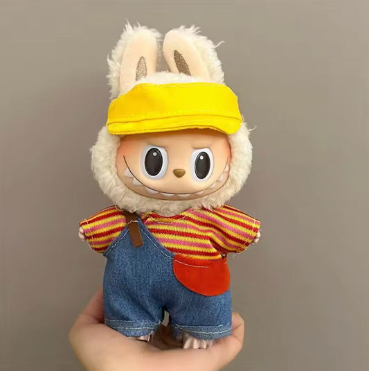 Handmade Plush Doll Clothes-denim-style overalls